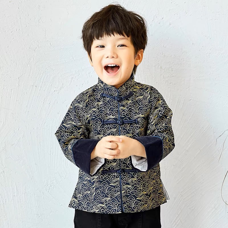 新年鎏金男童唐裝